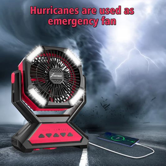 20000mAh Rechargeable Portable Fan with LED Light, Remote & Power Bank