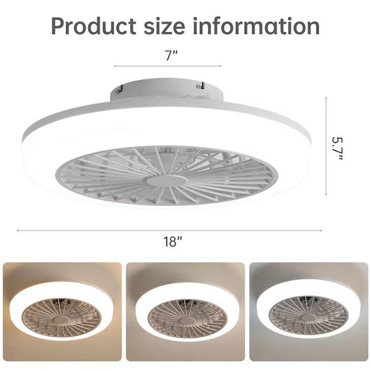 18-Inch Enclosed Ceiling Fan with LED Light & Remote Control