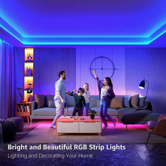 32.8ft RGB LED Strip Lights Kit – Color Changing with Remote & Full Installation Kit