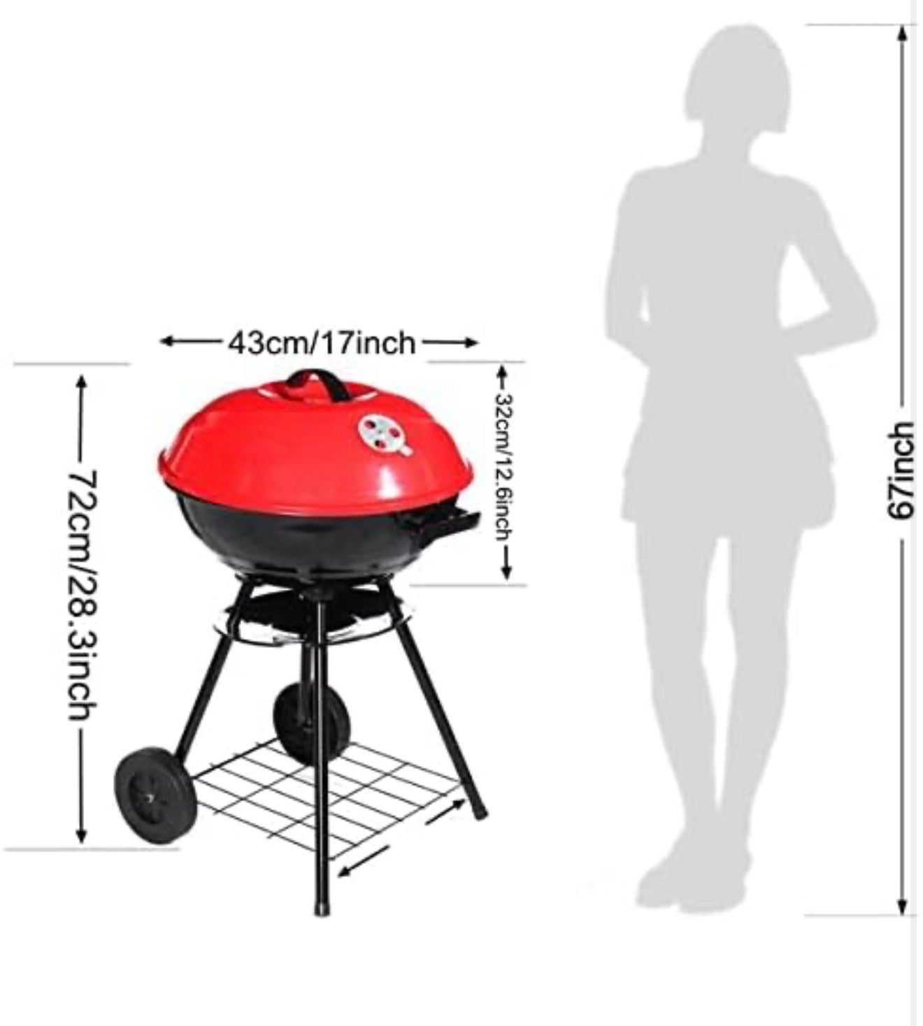 17-Inch Portable Charcoal Barbecue Kettle Grill