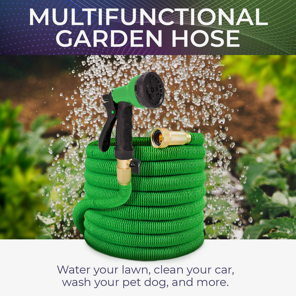 Joeys Garden Expandable Garden Hose 75ft – Lightweight Anti-Kink Hose with 8-Pattern Nozzle