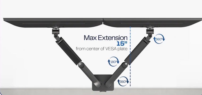 Dual Monitor Desk Mount Mechanical Arm – Fits 17" to 32" Screens