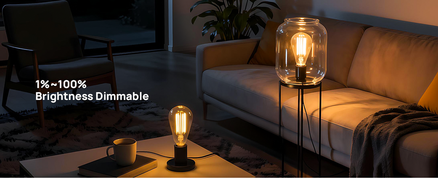 Linkind E26 Smart Edison Bulbs – Tunable White WiFi Vintage ST19 (4-Pack)