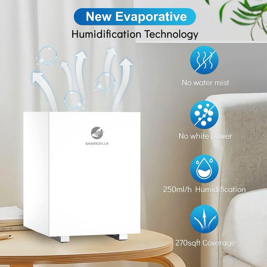 SHARKZILLA Evaporative Humidifier (1.3 Gallon, No-Mist)
