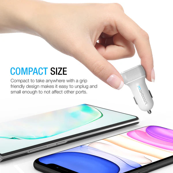 Maxboost Dual USB Car Charger 24W 4.8A Fast Charging Adapter – Black & White