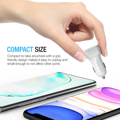Maxboost Dual USB Car Charger 24W 4.8A Fast Charging Adapter – Black & White