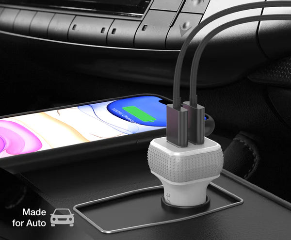 Maxboost Dual USB Car Charger 24W 4.8A Fast Charging Adapter – Black & White
