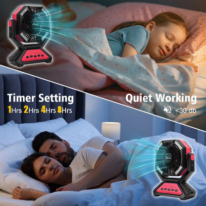 20000mAh Rechargeable Portable Fan with LED Light, Remote & Power Bank