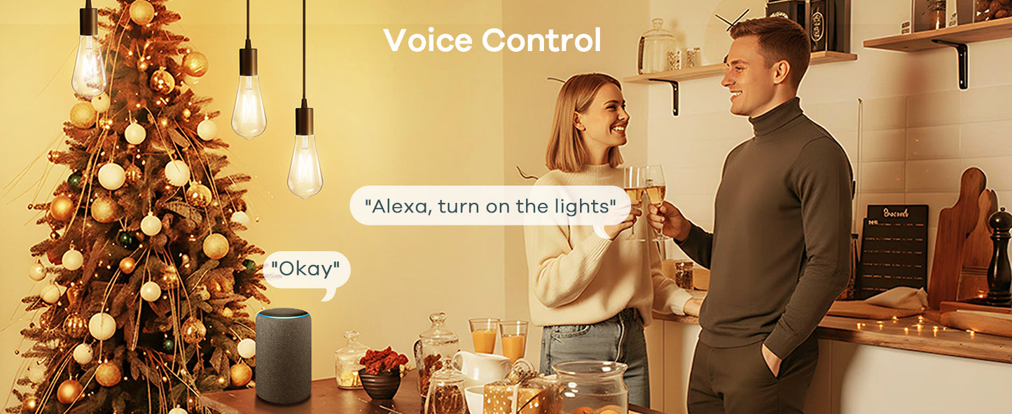 Linkind E26 Smart Edison Bulbs – Tunable White WiFi Vintage ST19 (4-Pack)