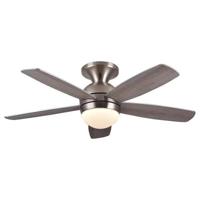 52-Inch Ceiling Fan with Integrated LED Light & Remote Control (Silver)
