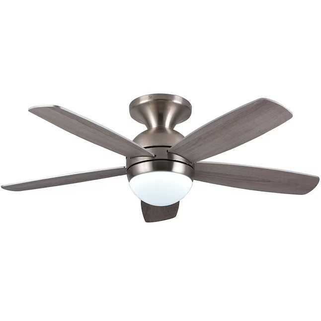 52-Inch Ceiling Fan with Integrated LED Light & Remote Control (Silver)