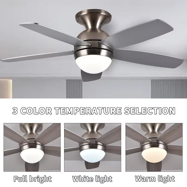 52-Inch Ceiling Fan with Integrated LED Light & Remote Control (Silver)