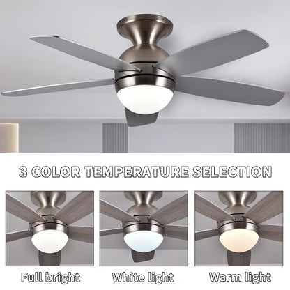52-Inch Ceiling Fan with Integrated LED Light & Remote Control (Silver)