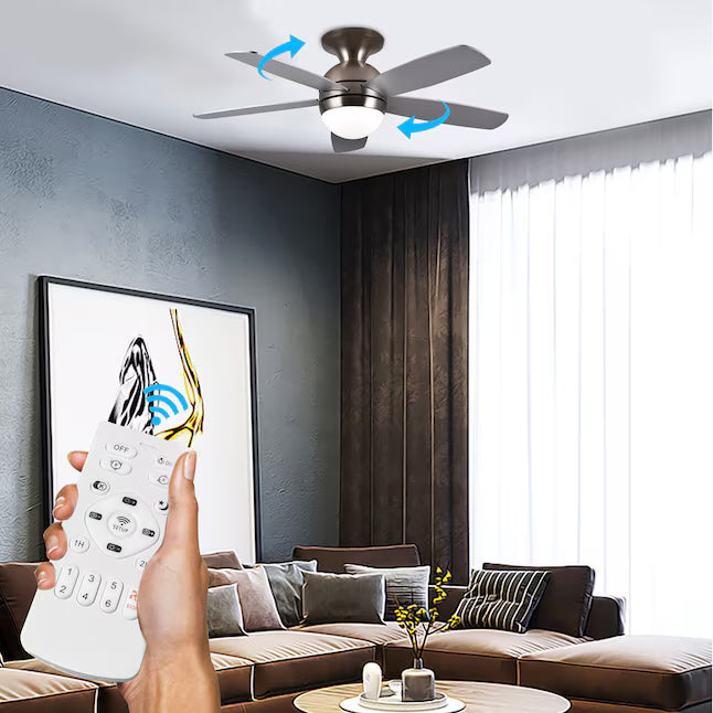 52-Inch Ceiling Fan with Integrated LED Light & Remote Control (Silver)