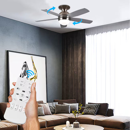 52-Inch Ceiling Fan with Integrated LED Light & Remote Control (Silver)