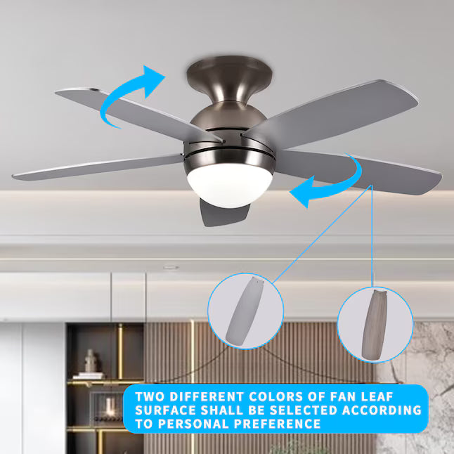 52-Inch Ceiling Fan with Integrated LED Light & Remote Control (Silver)