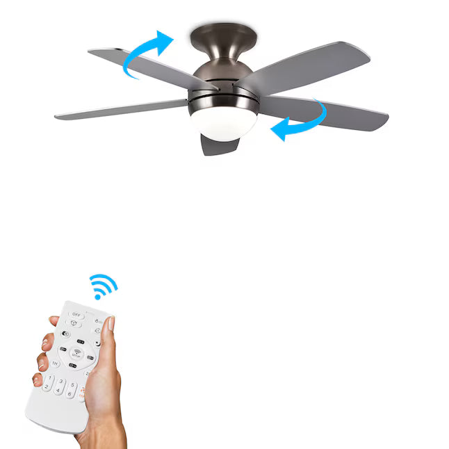 52-Inch Ceiling Fan with Integrated LED Light & Remote Control (Silver)