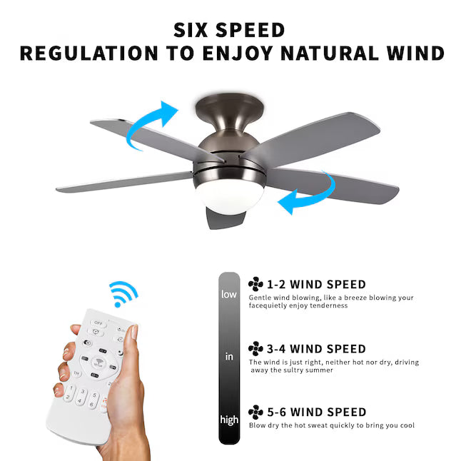 52-Inch Ceiling Fan with Integrated LED Light & Remote Control (Silver)