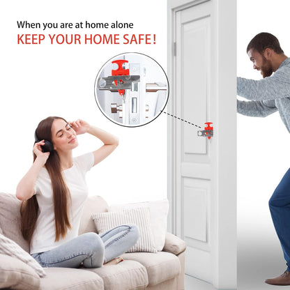 Portable Door Lock for Travel & Home Security – Red