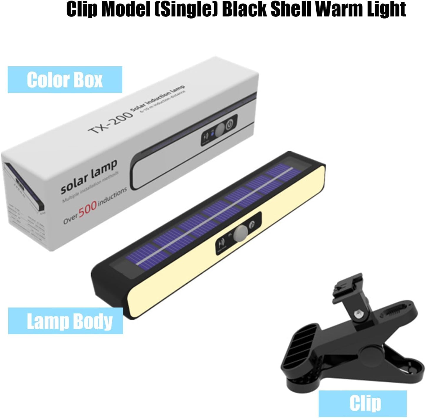 Clip-On Solar Motion Sensor Light – Outdoor LED Security Lamp