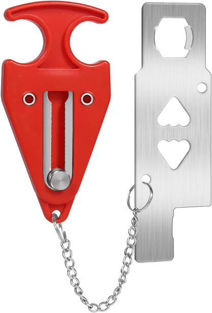 Portable Door Lock for Travel & Home Security – Red