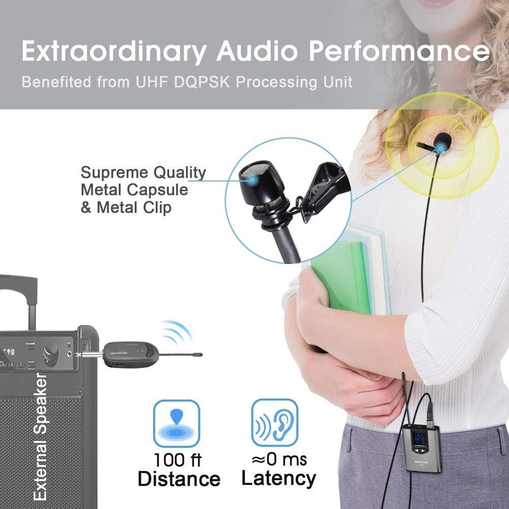 Alvoxcon Wireless Headset & Lavalier Microphone System (UHF)