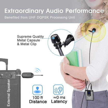 Alvoxcon Wireless Headset & Lavalier Microphone System (UHF)