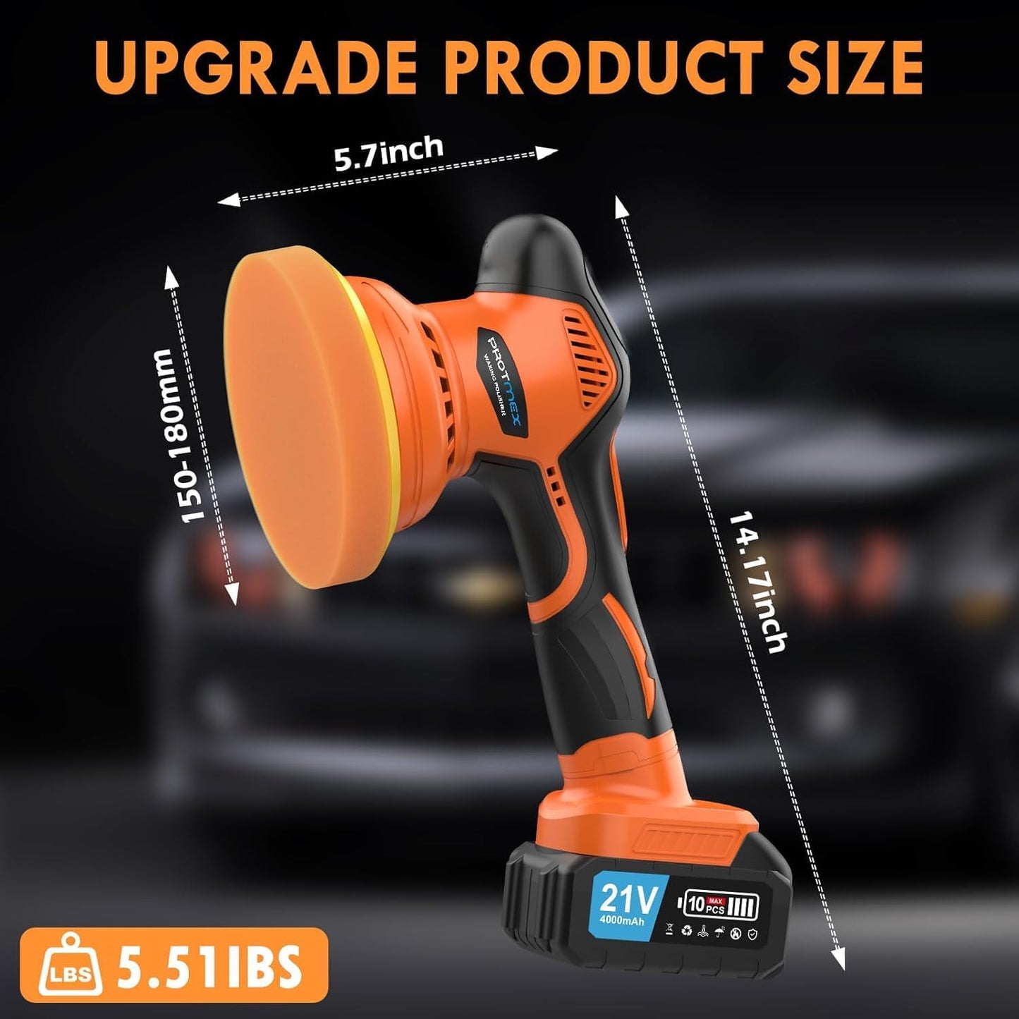 Cordless Car Buffer Polisher Kit – 21V Dual Battery, Touchscreen, 8-Speed