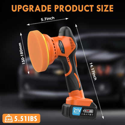 Cordless Car Buffer Polisher Kit – 21V Dual Battery, Touchscreen, 8-Speed