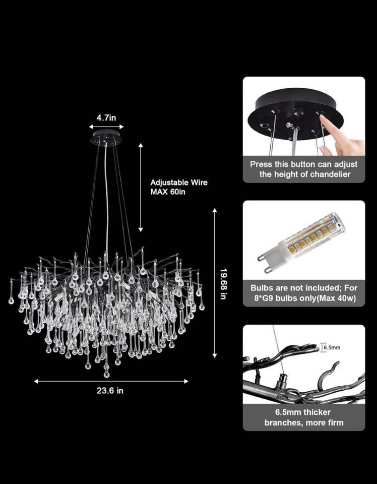 Crystal Waterdrop Chandelier – 23 Inch