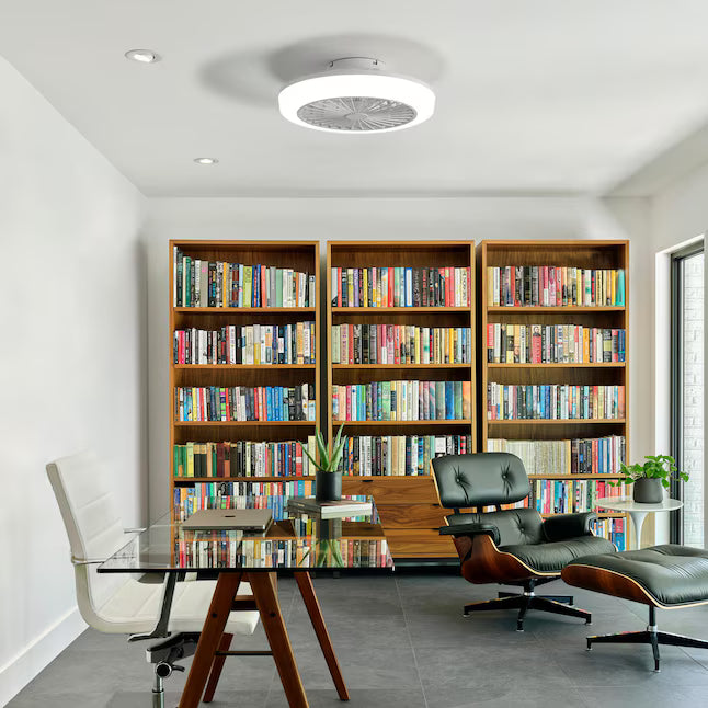 18-Inch Enclosed Ceiling Fan with LED Light & Remote Control