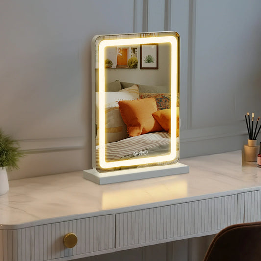 17” × 13” LED Illuminated Makeup Mirror – Touch Control with Adjustable Lighting