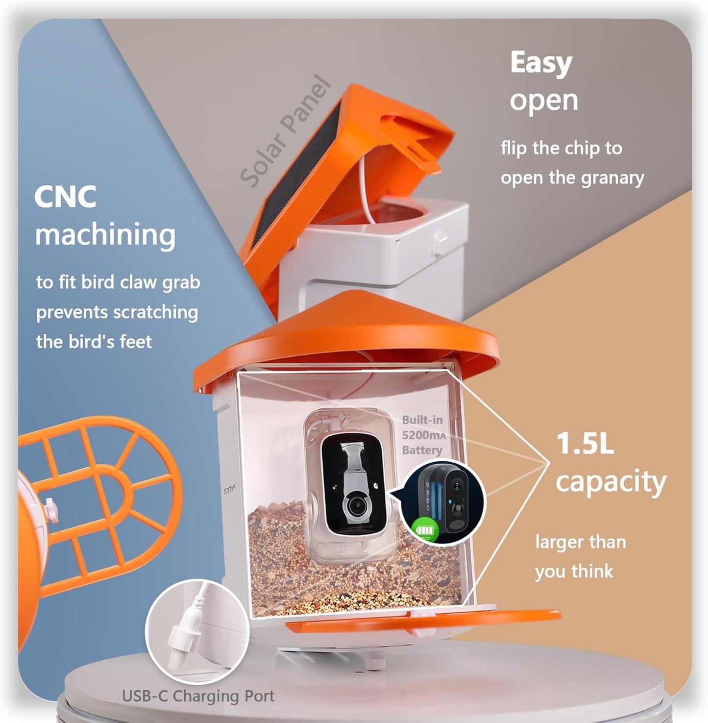 TYST DIRECT Smart Solar Bird Feeder with Camera – AI Recognition & HD Auto Recording