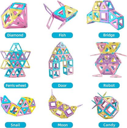 TOKBLOK Pastel Magnetic Tiles Set – 40-Piece STEM Building Blocks (Ages 3–8)