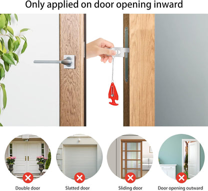 Portable Door Lock for Travel & Home Security – Red