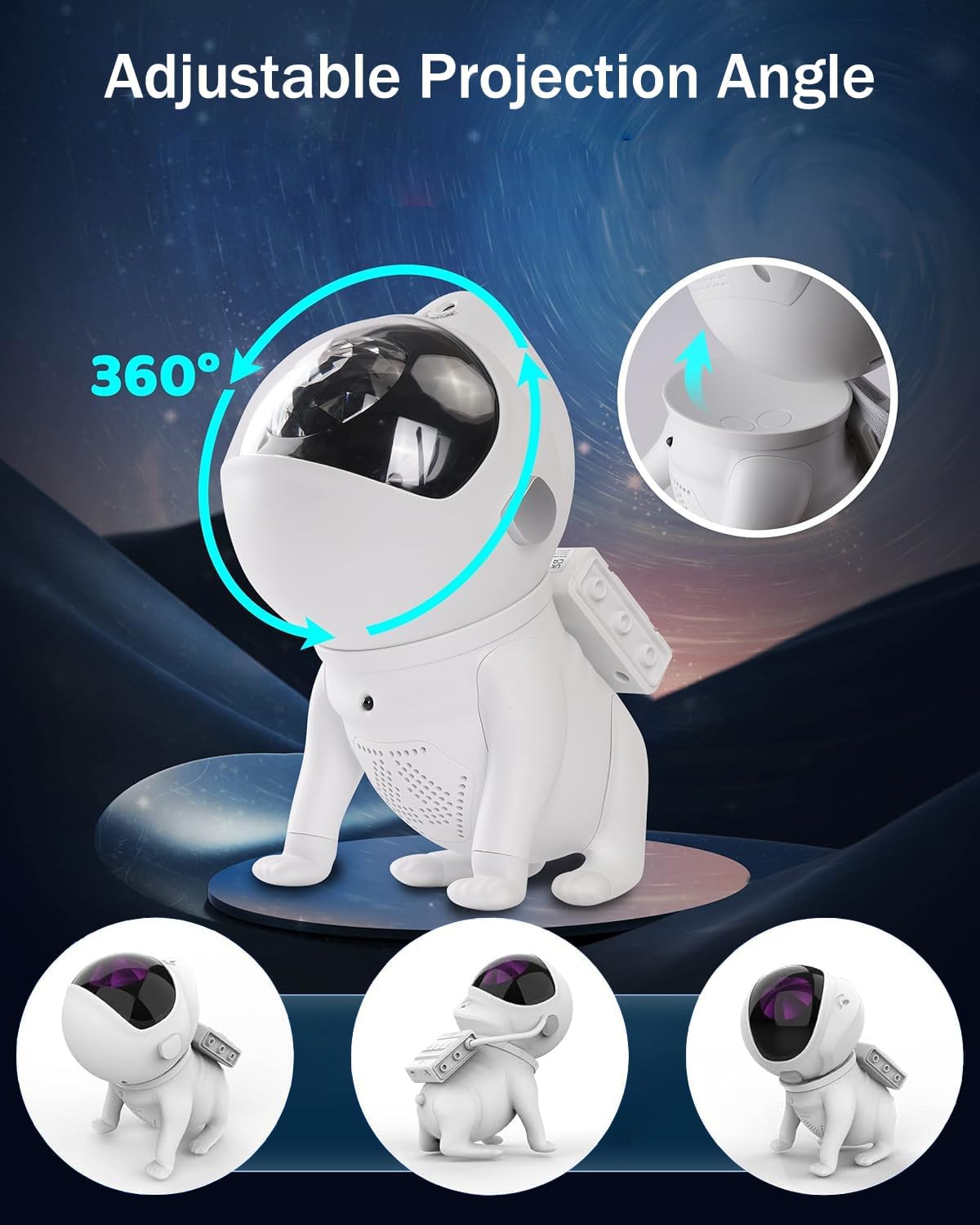 Galaxy Projector Night Light – Space Dog Star Projector with Bluetooth Speaker