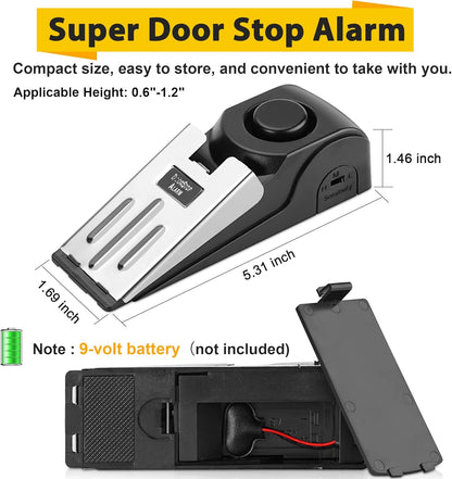 Crosize Portable Alarm Door Stopper – 120dB Security Door Stop