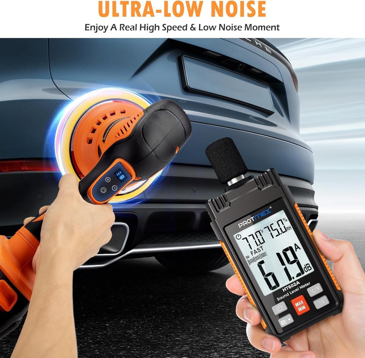 Cordless Car Buffer Polisher Kit – 21V Dual Battery, Touchscreen, 8-Speed