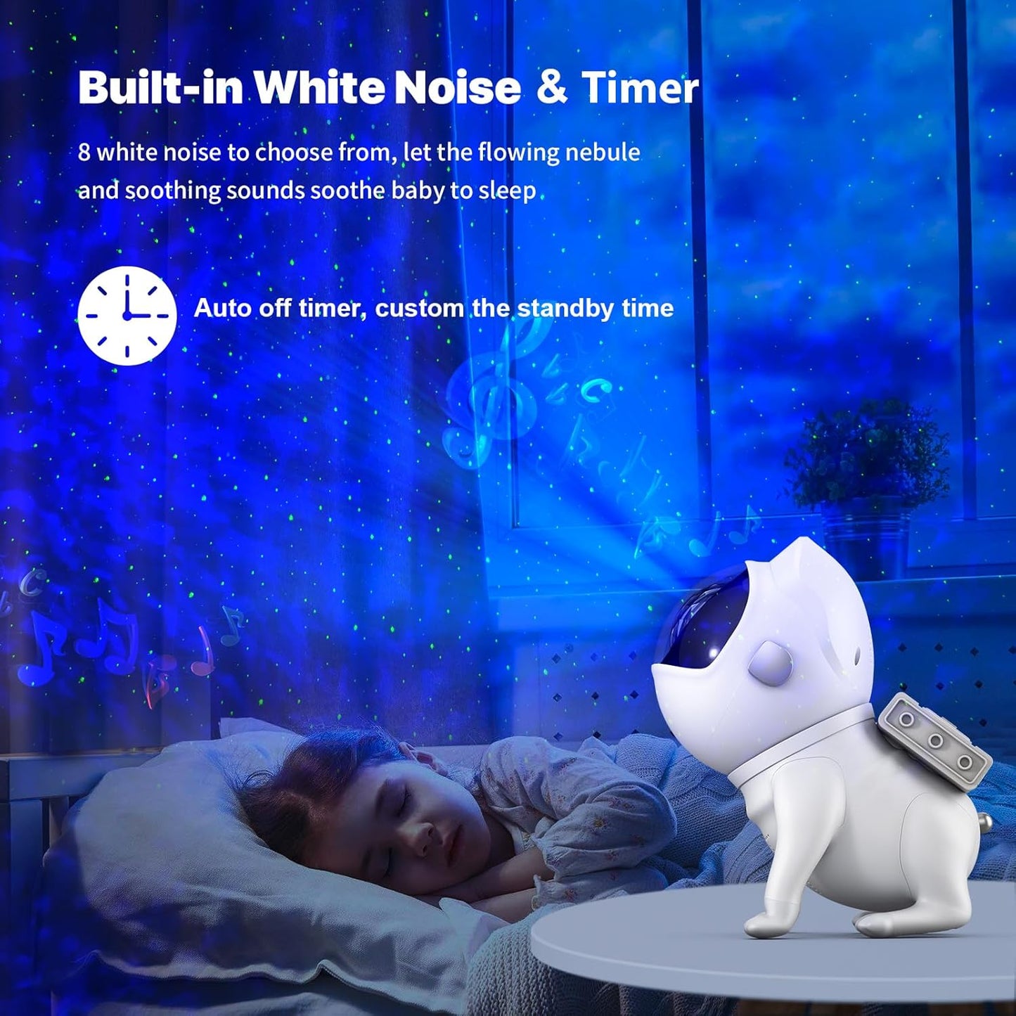 Galaxy Projector Night Light – Space Dog Star Projector with Bluetooth Speaker