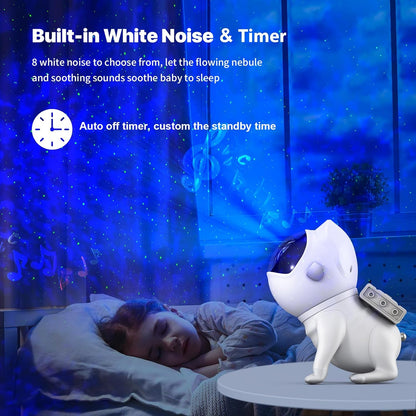 Galaxy Projector Night Light – Space Dog Star Projector with Bluetooth Speaker