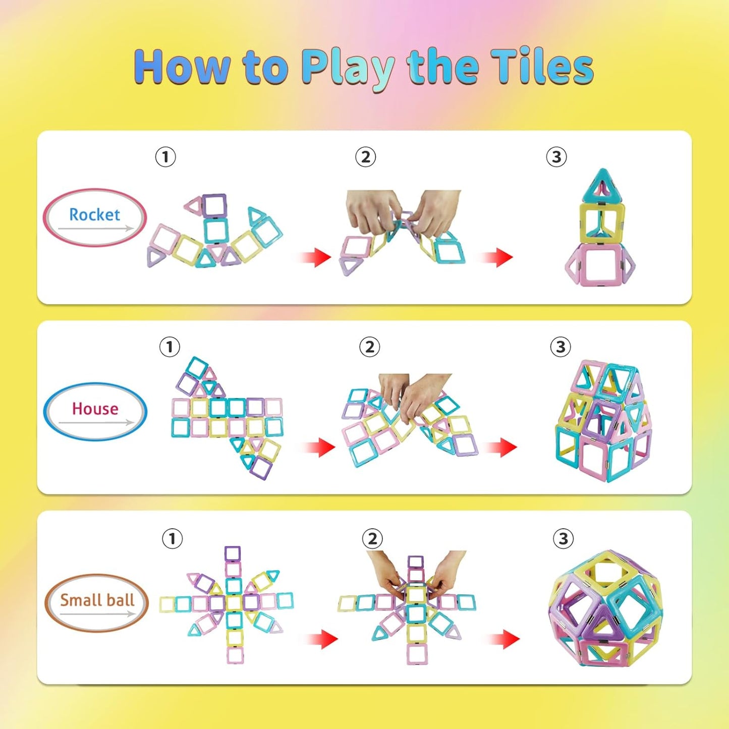 TOKBLOK Pastel Magnetic Tiles Set – 40-Piece STEM Building Blocks (Ages 3–8)