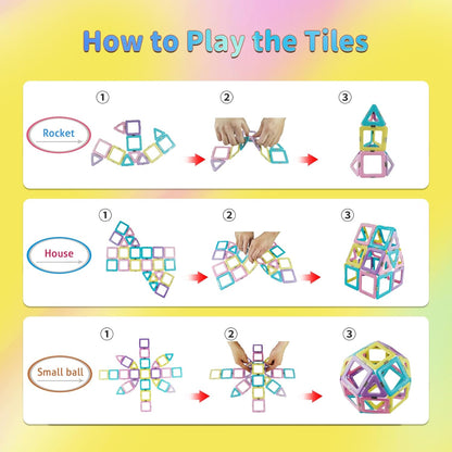 TOKBLOK Pastel Magnetic Tiles Set – 40-Piece STEM Building Blocks (Ages 3–8)