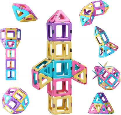 TOKBLOK Pastel Magnetic Tiles Set – 40-Piece STEM Building Blocks (Ages 3–8)