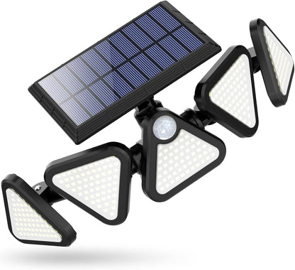 Solar Outdoor Flood Lights – 306 LED, 5 Adjustable Heads, Motion Sensor