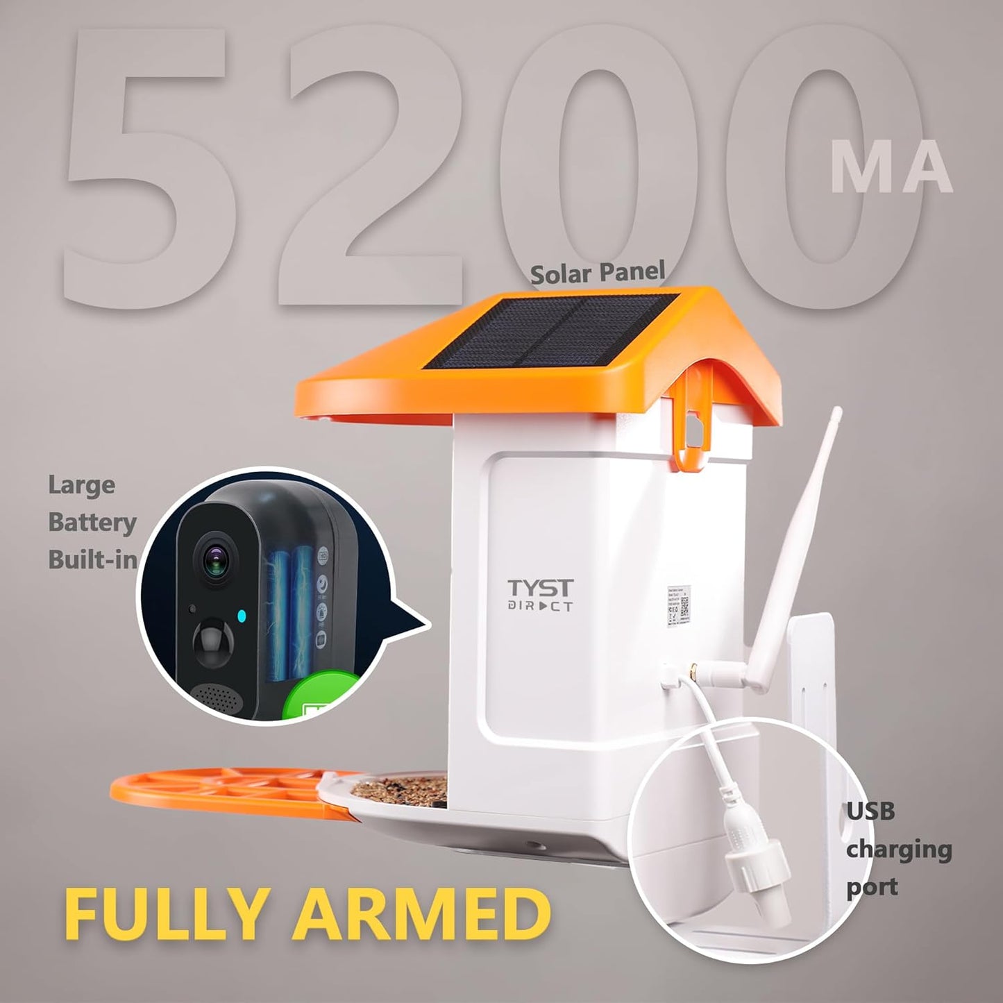 TYST DIRECT Smart Solar Bird Feeder with Camera – AI Recognition & HD Auto Recording