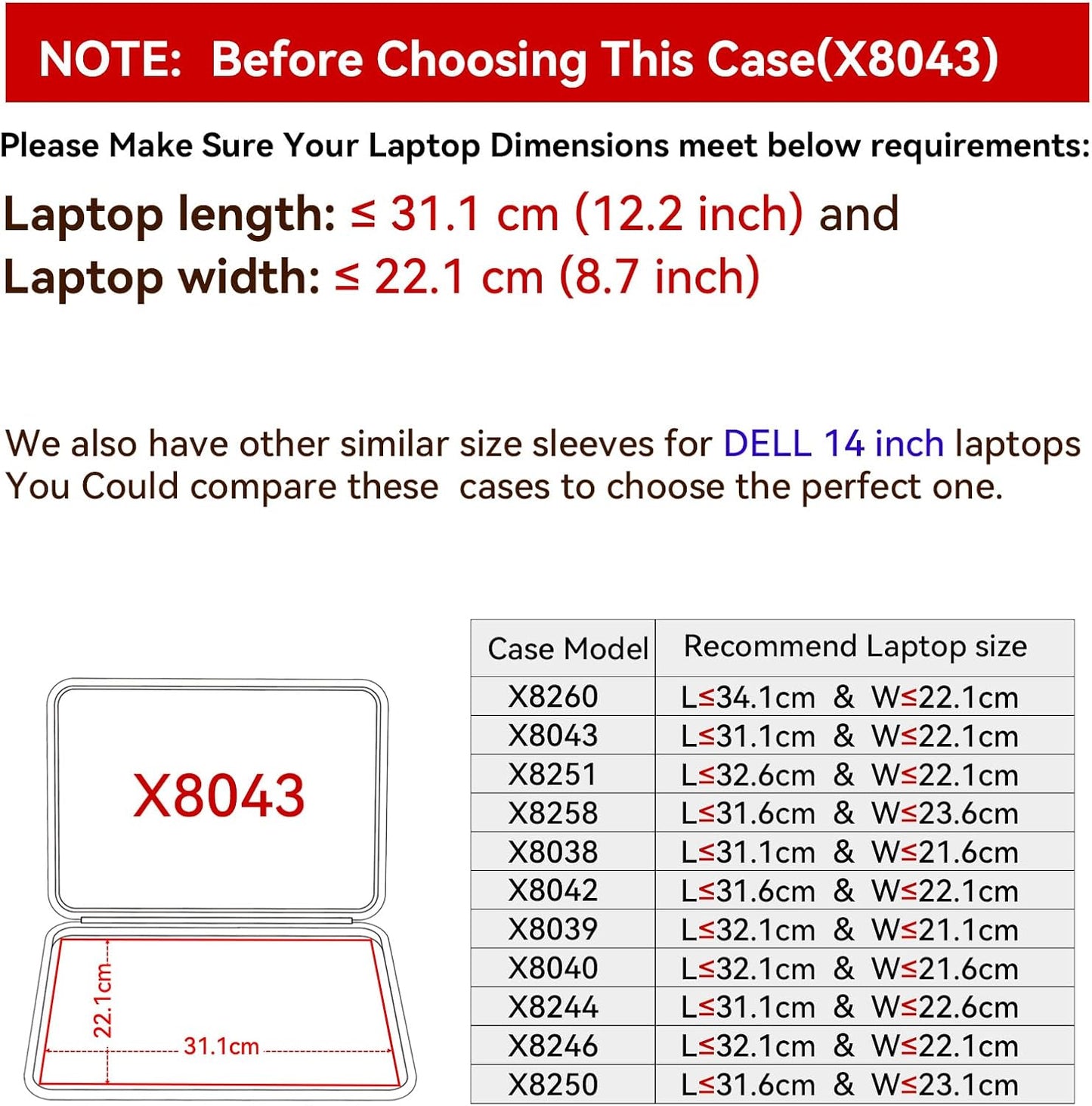 Smatree Hard EVA Laptop Sleeve Case for 14” Laptops (Model X8043)