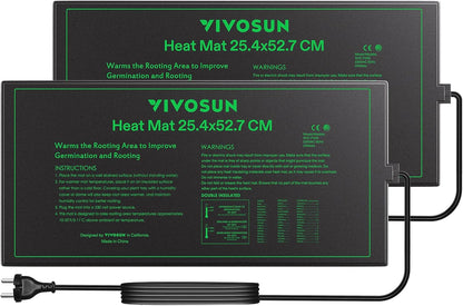 VIVOSUN 2-Pack Heavy Duty Waterproof Seedling Heating Mat – 10x20.7 Inch Hydroponic Heat Mat (MET Standard)