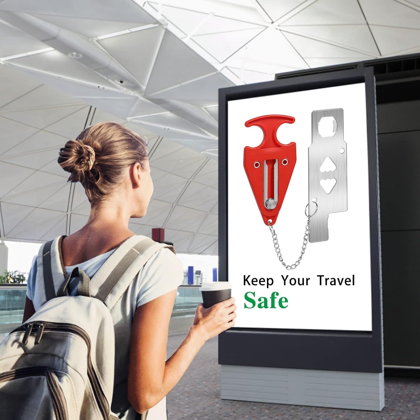 Portable Door Lock for Travel & Home Security – Red