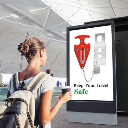 Portable Door Lock for Travel & Home Security – Red