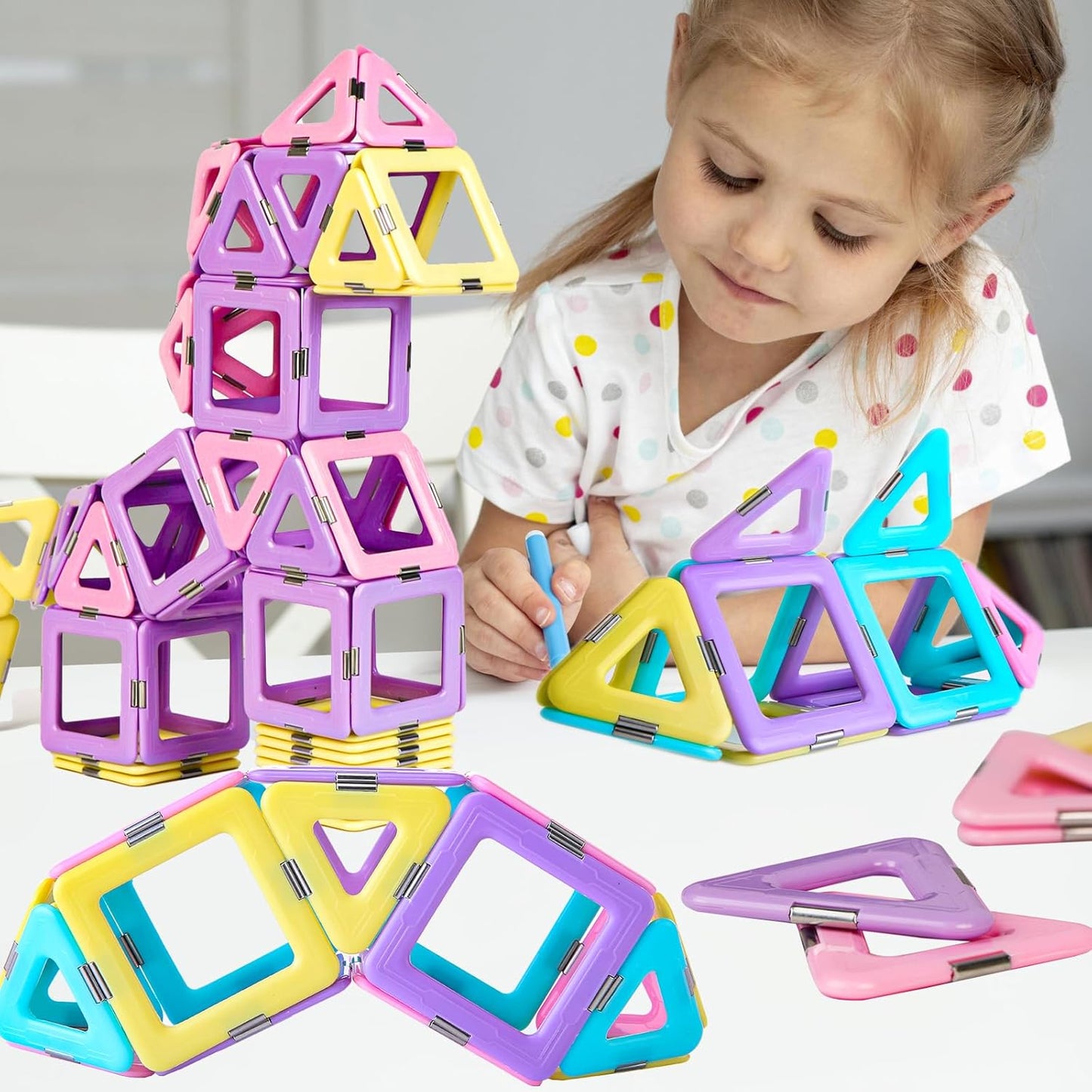 TOKBLOK Pastel Magnetic Tiles Set – 40-Piece STEM Building Blocks (Ages 3–8)